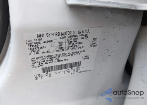 2004 Ford Excursion Xls/Xlt from USA, damaged, VIN 1FMNU40P14ED08250